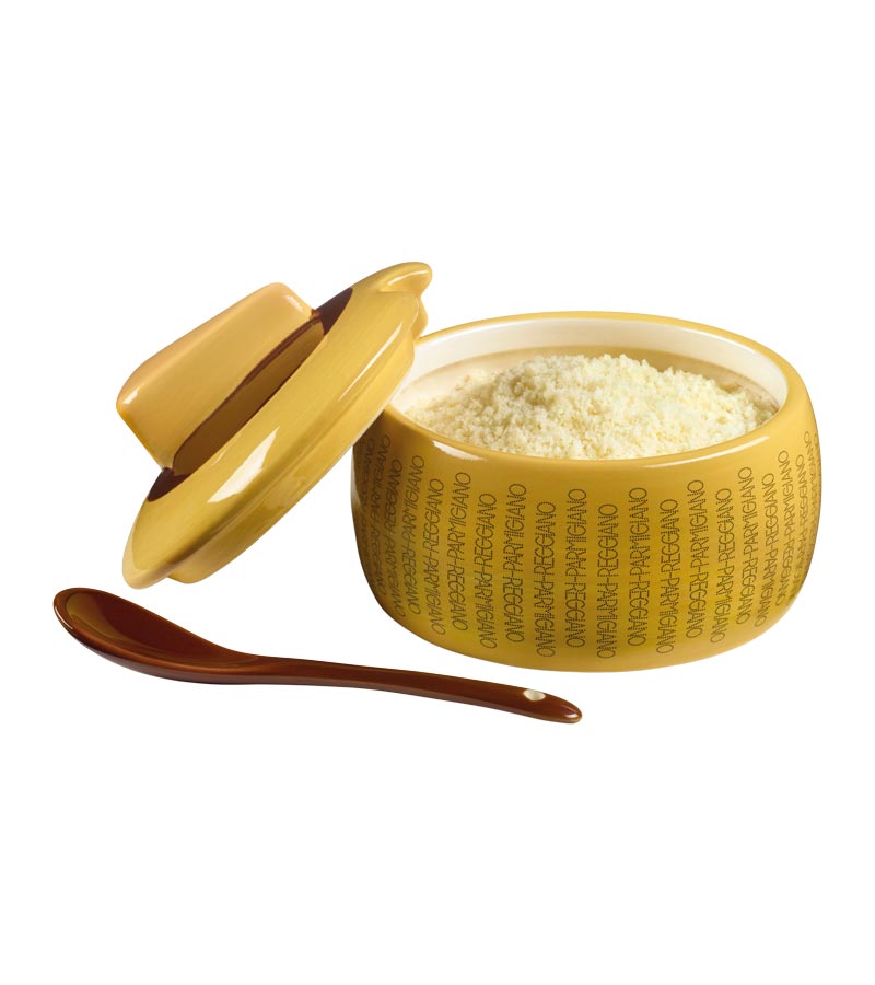 Formaggiera Parmigiano Reggiano in ceramica con cucchiaino